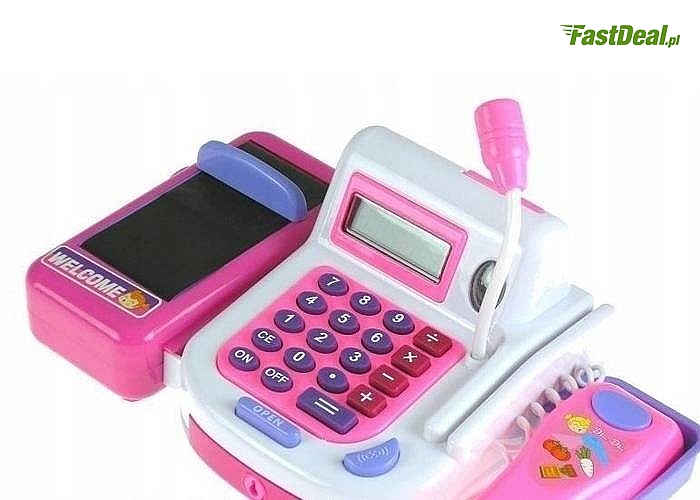 Kasa sklepowa fiskalna z kalkulatorem i akcesoriami to wspaniały prezent dla dziecka zapewniający super zabawę