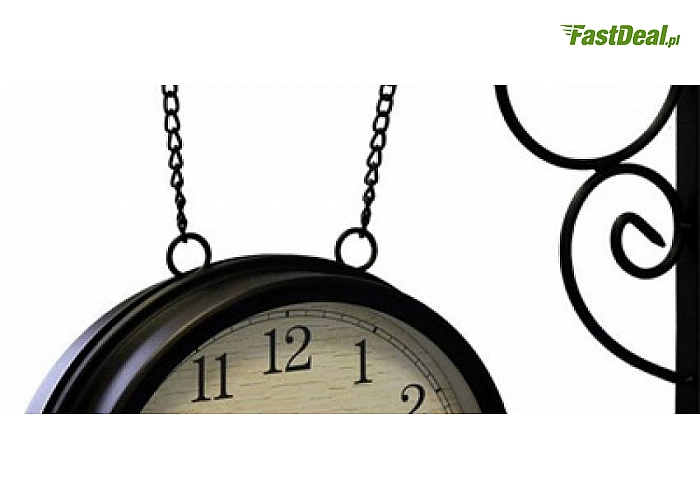 UNIKATOWY DWUSTRONNY ZEGAR DWORCOWY. Stylizowany na stary, Idealny do domu, biura lub ogrodu! Dekoracja w stylu Retro