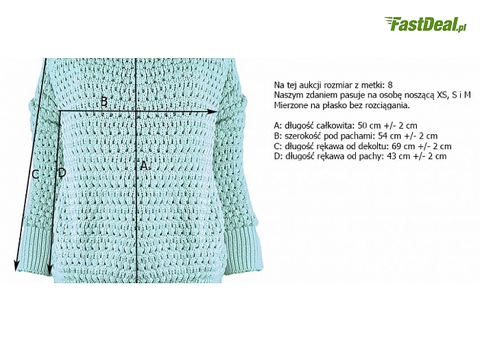 Pastelowy SWETER damski! Kolor miętowy. Gruby, ciepły i miękki – idealny na jesień! (44 zł)