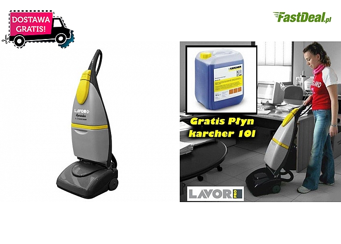 Automat myjący marki Laver + płyn do podłóg Karcher RM 69 - 10l. Czyszczenie płynem, szczotkowanie oraz suszenie w 1 cyklu! Koszt przesyłki w cenie kuponu! (2 499 zł)