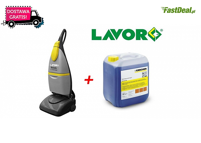 Automat myjący marki Laver + płyn do podłóg Karcher RM 69 - 10l. Czyszczenie płynem, szczotkowanie oraz suszenie w 1 cyklu! Koszt przesyłki w cenie kuponu! (2 499 zł)