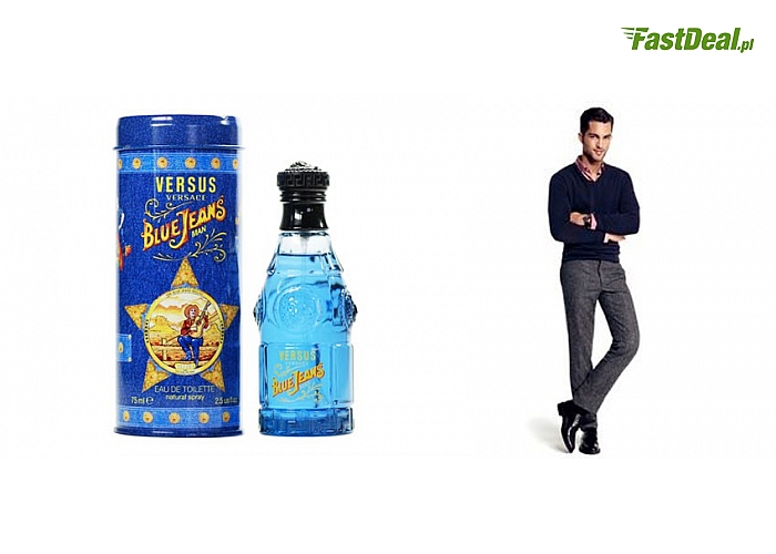 VERSACE VERSUS BLUE JEANS 75 ml EDT. Woda toaletowa dla aktywnych i pełnych pasji mężczyzn. Cytrusowa mieszanka pełna energii! Rześki i świeży zapach przez cały dzień.