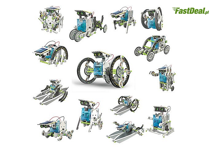 Ruchomy robot solarny 14w1! Umożliwia stworzenie aż 14 różnych modeli robotów! Zabawka nie tylko dla najmłodszych!