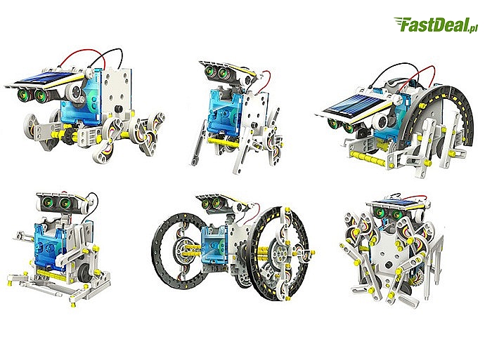 Ruchomy robot solarny 14w1! Umożliwia stworzenie aż 14 różnych modeli robotów! Zabawka nie tylko dla najmłodszych!