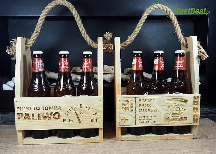 Personalizowane nosidełko na piwo z grawerem! Oryginalna propozycja prezentu dla każdego mężczyzny! Polski producent!