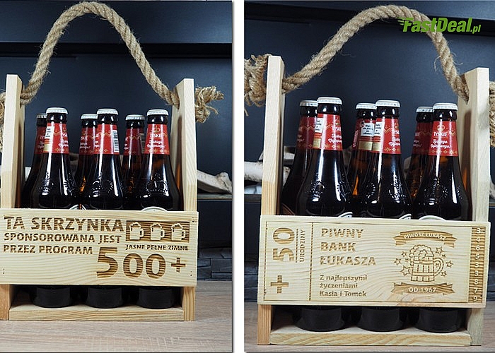 Personalizowane nosidełko na piwo z grawerem! Oryginalna propozycja prezentu dla każdego mężczyzny! Polski producent!