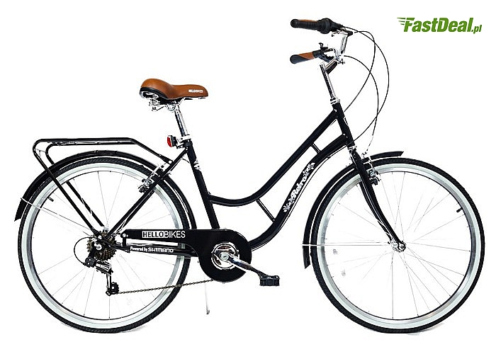 Lekki rower miejski damski 7B koła 26 cali + akcesoria