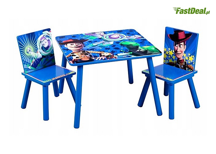 HIT! Licencyjny drewniany stolik z krzesełkami z bajkowym motywem! Toy Story lub Kubuś Puchatek!