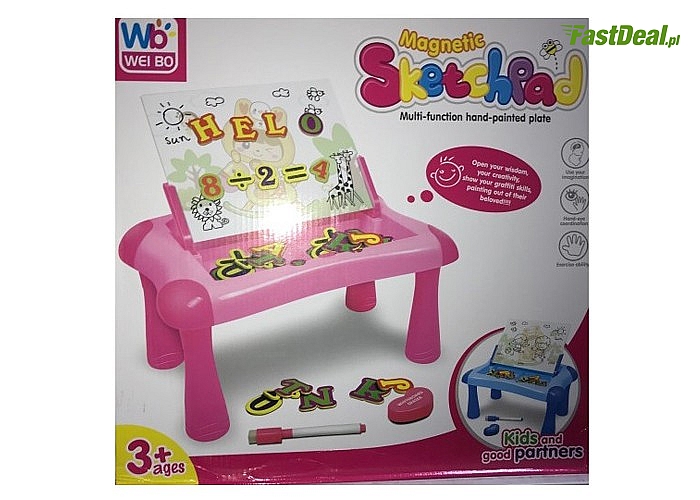 Stolik z tablicą magnetyczną kreatywna zabawka, rozwijająca i dająca wiele radości dziecku