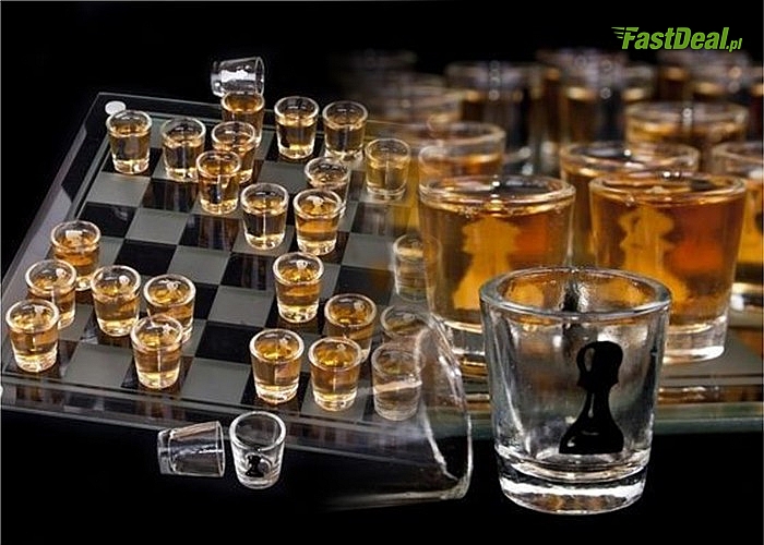 Zestaw do gry w szachy z kieliszkami zamiast pionków oraz z dodatkami!