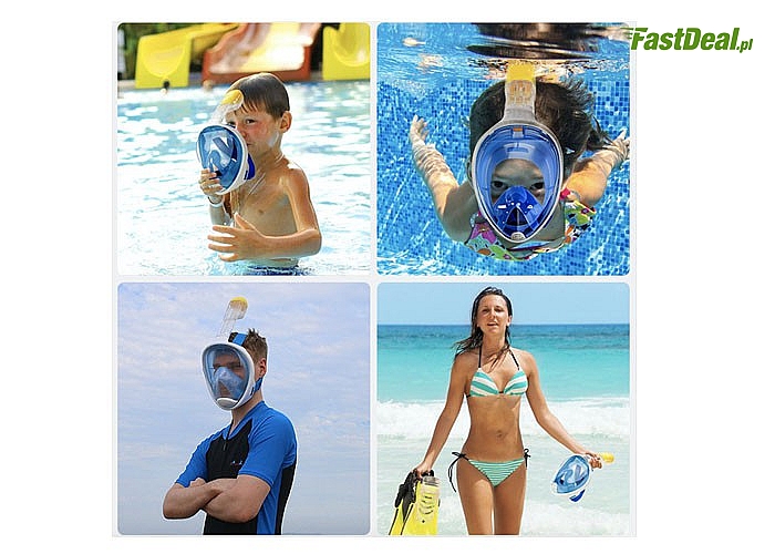 Pełnotwarzowa maska do nurkowania z uchwytem na GOPRO! Solidna konstrukcja! Łatwa regulacja!