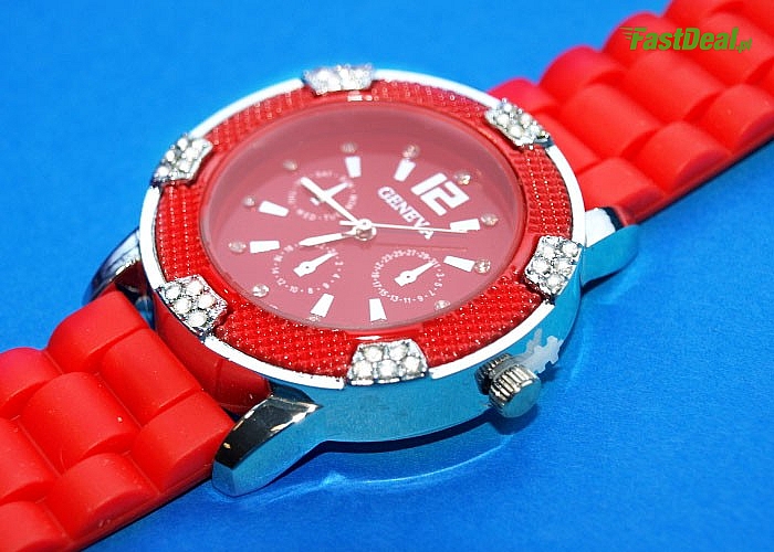Designerski zegarek w diamentowym stylu! Pasek silikonowy! Metal antyalergiczny! Odporny na zarysowania!