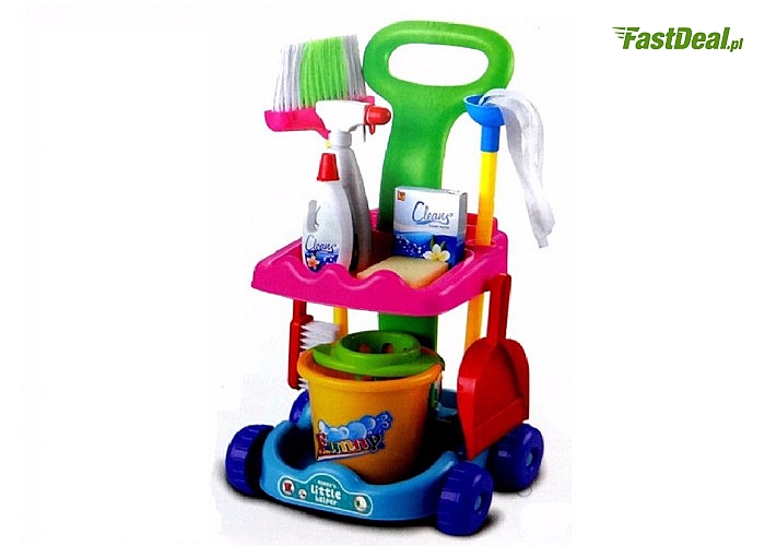 Zestaw do sprzątania dla dziecka z wózkiem i wiaderkiem
