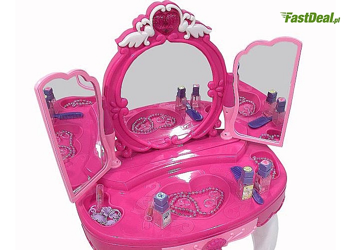 Toaletka dla dziewczynki wraz z pilotem, różdżką oraz lustrem
