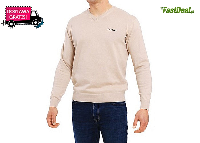 Hit! Klasyczny sweter męski Pierre Cardin z trójkątnym dekoltem! Najwyższej jakości materiał! 100% Bawełny!