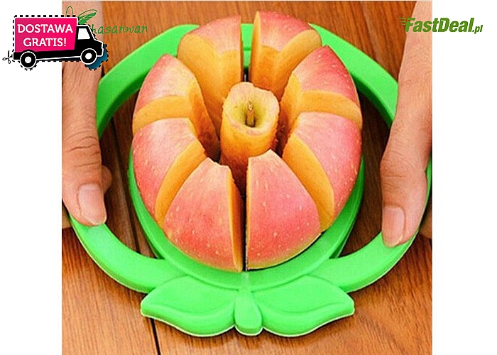 Krajalnica do jabłek i podobnych owoców, dzięki której szybko i wygodnie pokroimy owoce na sałatkę lub przekąskę