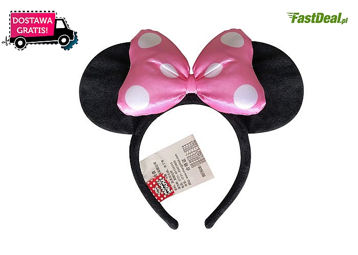 Oryginalna,pluszowa przepaska Disney – uszy Minnie z kokardą!