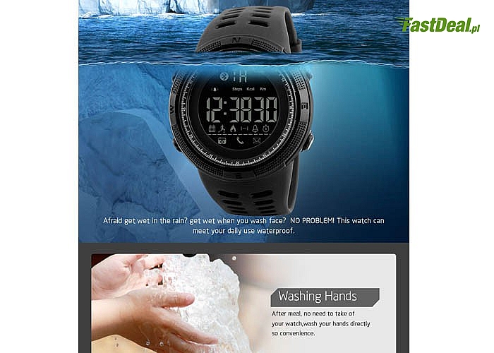 Oryginalny zegarek firmy SKMEI! Sygnalizuje powiadomienia! Bluetooth! Wodoszczelny! Krokomierz!