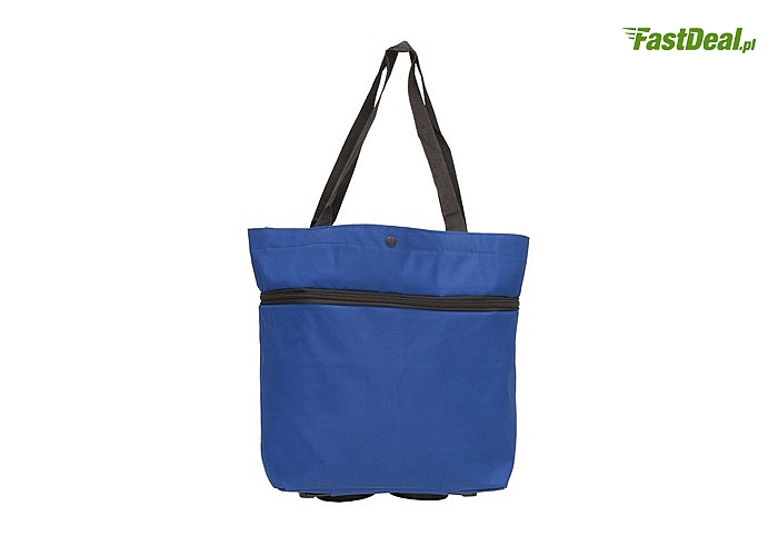Funkcjonalna torba na zakupy 2 w 1! Można nosić na ramieniu lub używać jako torbę na kółkach!