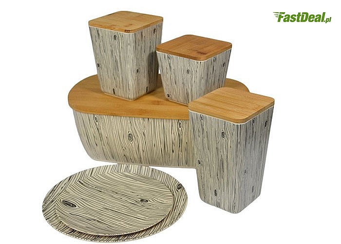 Pojemniki kuchenne z drewnianą pokrywką. 4 modele do wyboru
