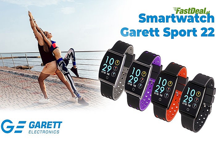 Smartwatch Garrett Sport 22! Wodoszczelny do ekstremalnych wyzwań! Utrzymaj kondycję! 4 kolory!