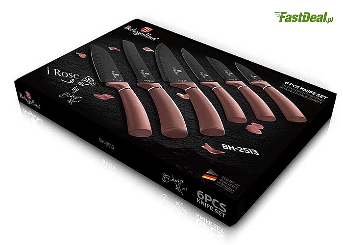 Zestaw 6 noży kuchennych z stali nierdzewnej w eleganckim opakowaniu.