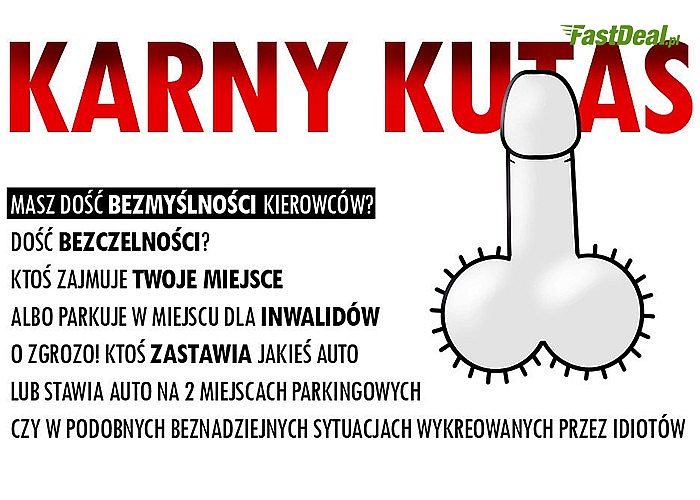 Naklejki KARNY KUTAS z super klejem za złe parkowanie! Bardzo trudne do zerwania! Działa lepiej niż mandat!