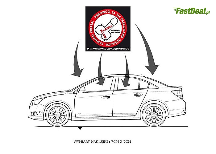 Naklejki KARNY KUTAS z super klejem za złe parkowanie! Bardzo trudne do zerwania! Działa lepiej niż mandat!