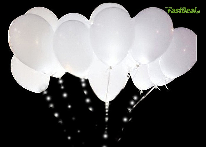Świecące w ciemności lateksowe balony. Kolor biały