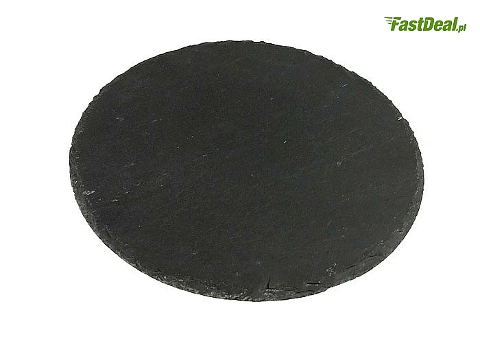 Talerz z naturalnego kamienia łupkowego do serwowania dań głównych, deserów i przystawek. Na antypoślizgowych nóżkach.