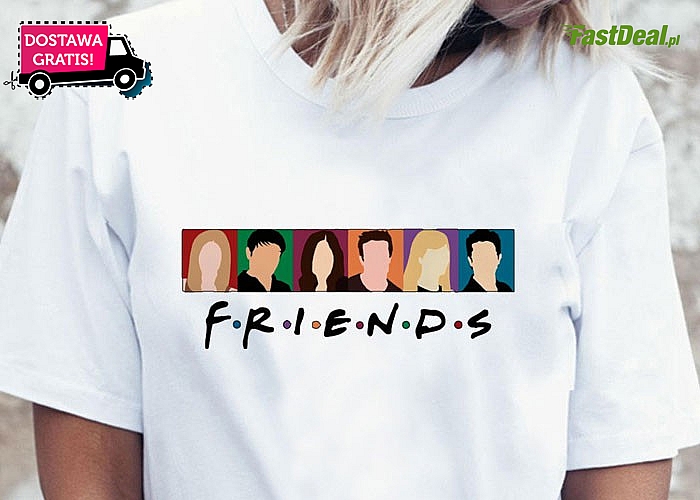 Koszulka z nadrukiem z bohaterami kultowego serialu Przyjaciele!