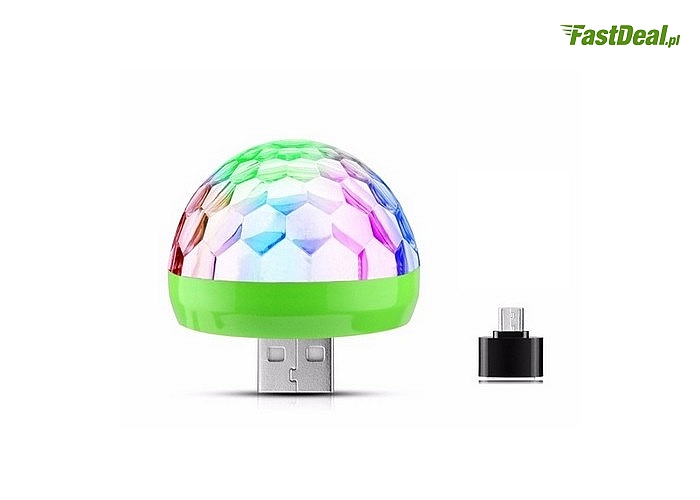 ŻARÓWKA LED DISCO NA USB/miniUSB! Niezwykłe efekty świetlne! Doskonała na imprezę! W zestawie adapter!