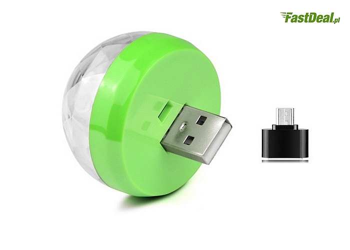 ŻARÓWKA LED DISCO NA USB/miniUSB! Niezwykłe efekty świetlne! Doskonała na imprezę! W zestawie adapter!