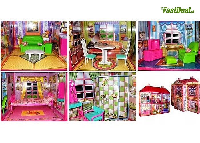 Duży domek z mebelkami dla lalek Barbie. Wymarzona zabawka, któtra zapewni dziecku wielogodzinna zabawę!!!