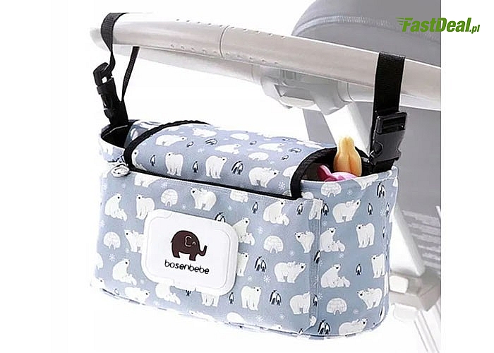 Praktyczna torba do wózka idealna na wszelkie akcesoria spacerowe lub zabawki i gadżety Twojego dziecka