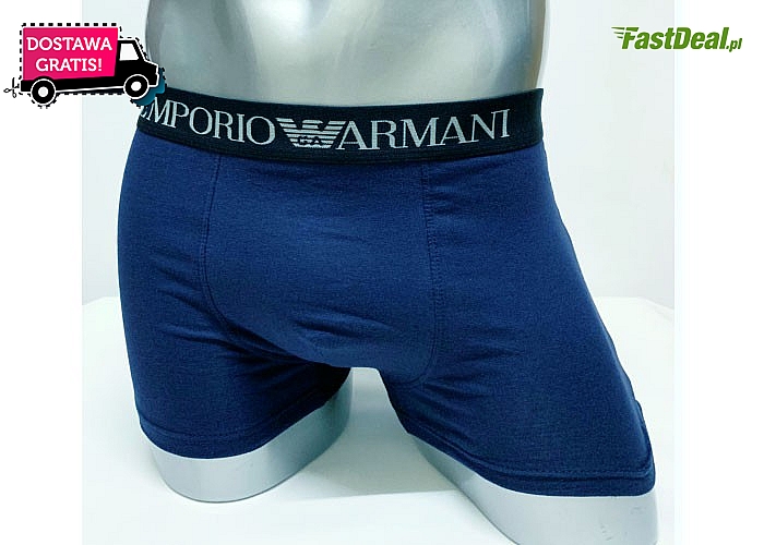 Bokserki męskie wykonane z bawełny idealnie dopasowane do sylwetki, w pasie elastyczna taśma z logo Emporio Armani