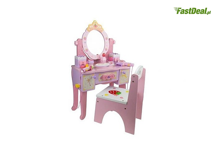Różowa toaletka z lustrem oraz akcesoriami zapewni ogromna frajdę małej księżniczce