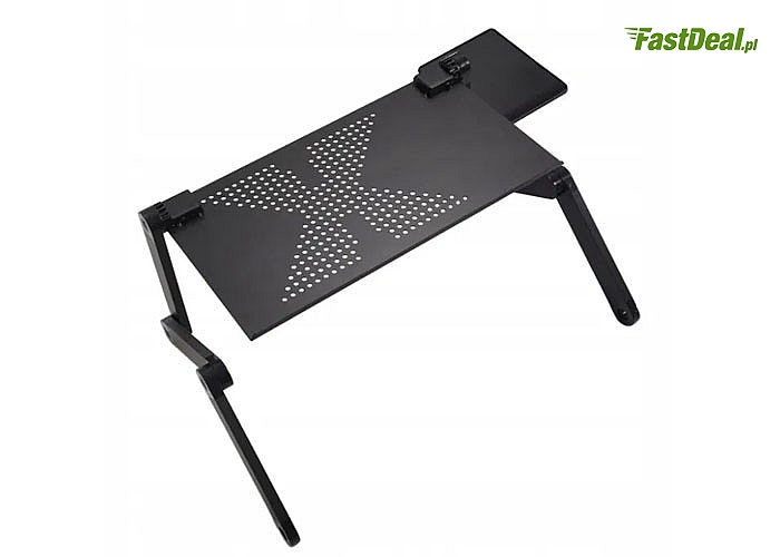 Nowoczesny stolik zapewnia wygodną prace na laptopie, tablecie lub innym urządzeniu mobilnym w dowolnym miejscu