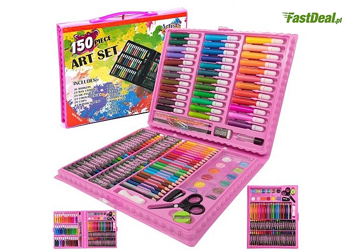 Zestaw artystyczny do malowania! 150 elementów w walizce! Idealny prezent dla dziecka!