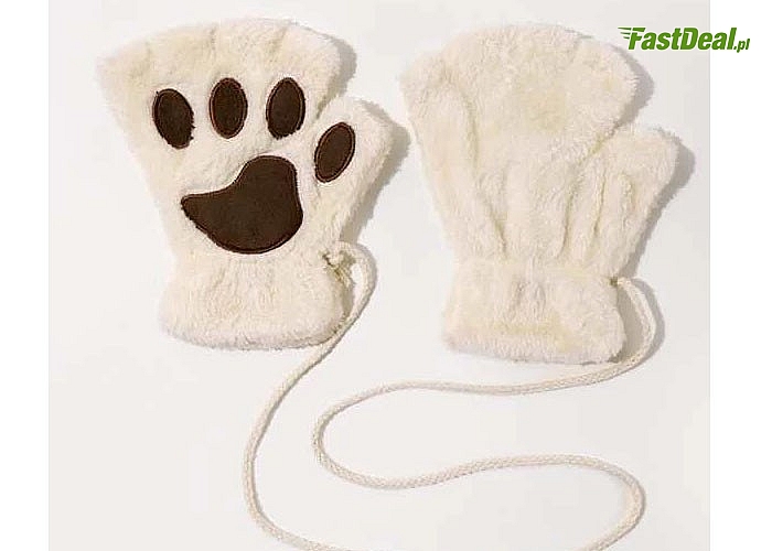 Rewelacyjne rękawiczki imitujące łapki, bardzo ciepłe i przyjemne w dotyku