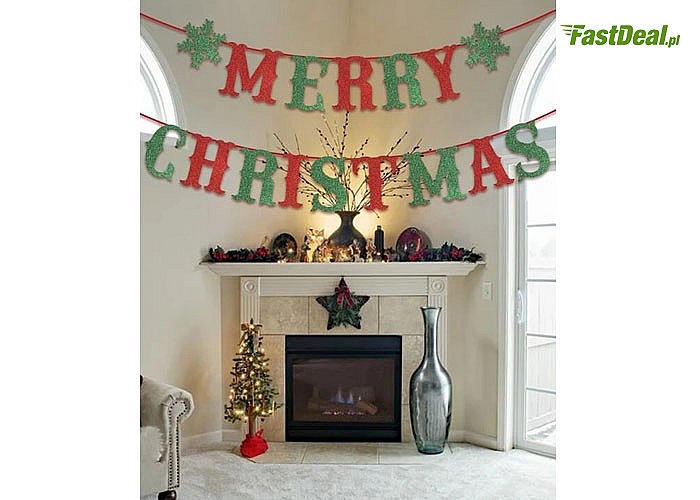 Girlanda MERRY CHRISTMAS doda ciepła wnętrzu, stworzy świąteczny klimat, nada uroku pamiątkowym zdjęciom