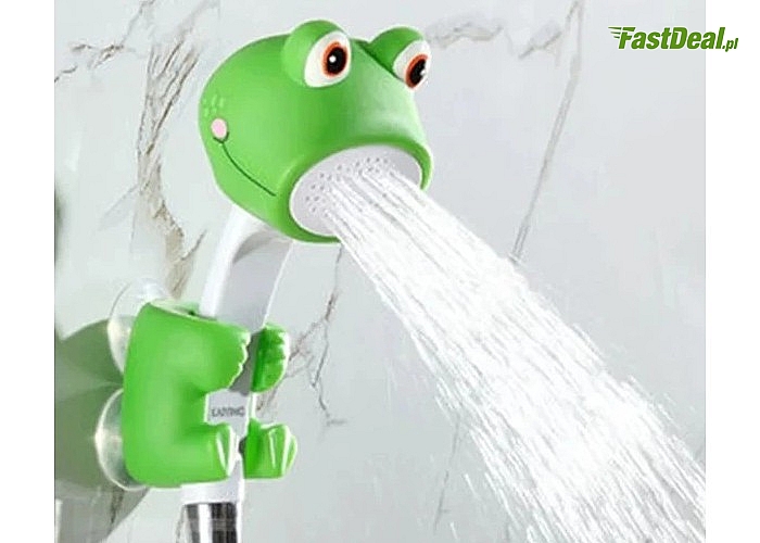 Kąpiel w towarzystwie wesołej żabki? Czemu nie! Słuchawka prysznicowa z przyssawkami.