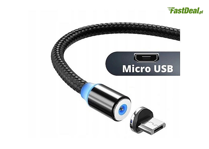 KABEL USB magnetyczny FONKEN 1M + microUSB 2.4A