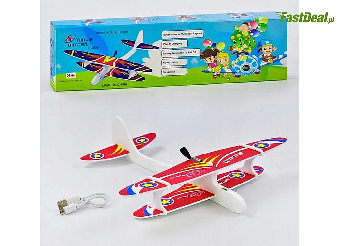 Niesamowita zabawka dla małych i dużych. Piankowy Samolot Dwupłatowiec z wbudowanym akumulatorem.Gwarancja dobrej zabawy