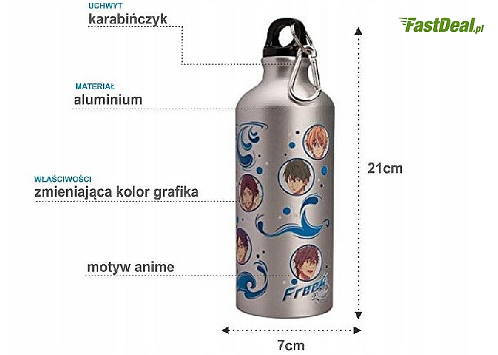 Butelka na napoje zmieniająca kolor! Świetny prezent dla dziecka, nastolatka i fana anime!