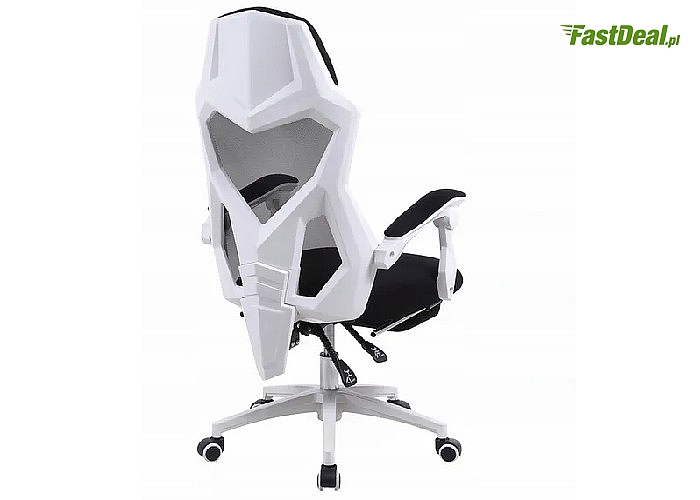 Wentylowany, ergonomiczny, obrotowy fotel biurowy z wysuwanym podnóżkiem i mechanizmem TILT
