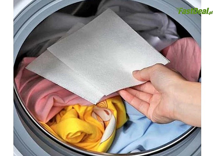 Szybkie pranie kolorowych ubrań bez odbarwień! Chusteczki wyłapujące kolor!