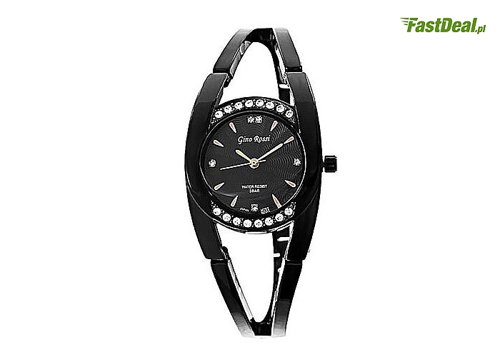 Stylowy zegarek damski G. Rossi z stalową bransoletą. Czarny lub biały.