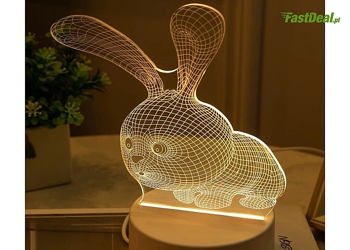 Ozdoba nie tylko na Wielkanoc! Lampka 3D w kształcie zająca!