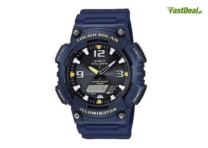 Zegarek CASIO to połączenie sportowego charakteru z funkcją ładowania słonecznego oraz mnogością funkcji